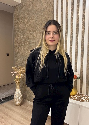 s Beden siyah Renk Kapüşonlu Siyah Eşofman Takımı