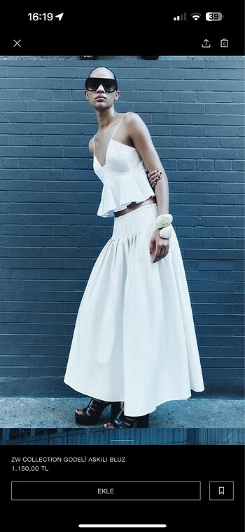 s Beden zara zw collection godeli askılı bluz