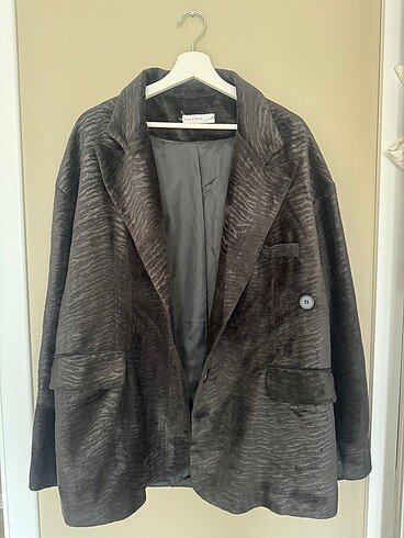 Beyoğlu Butik beyyoğlu blazer siyah zebra kadife