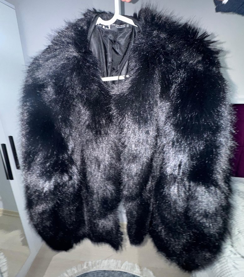 Siyah Kadın Kürk Detaylı Midi Mont - Görsel 3