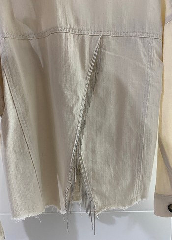 Bej Keten Düğmeli Kadın Ceket - Görsel 3