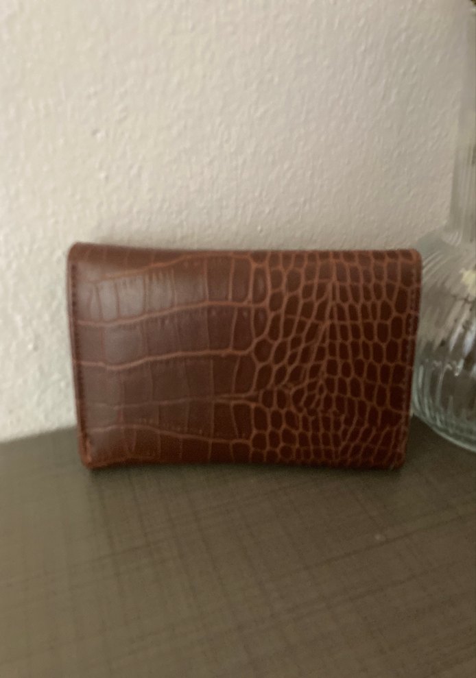 Kahverengi Deri Yılan Desenli Kadın Cüzdan - Görsel 2