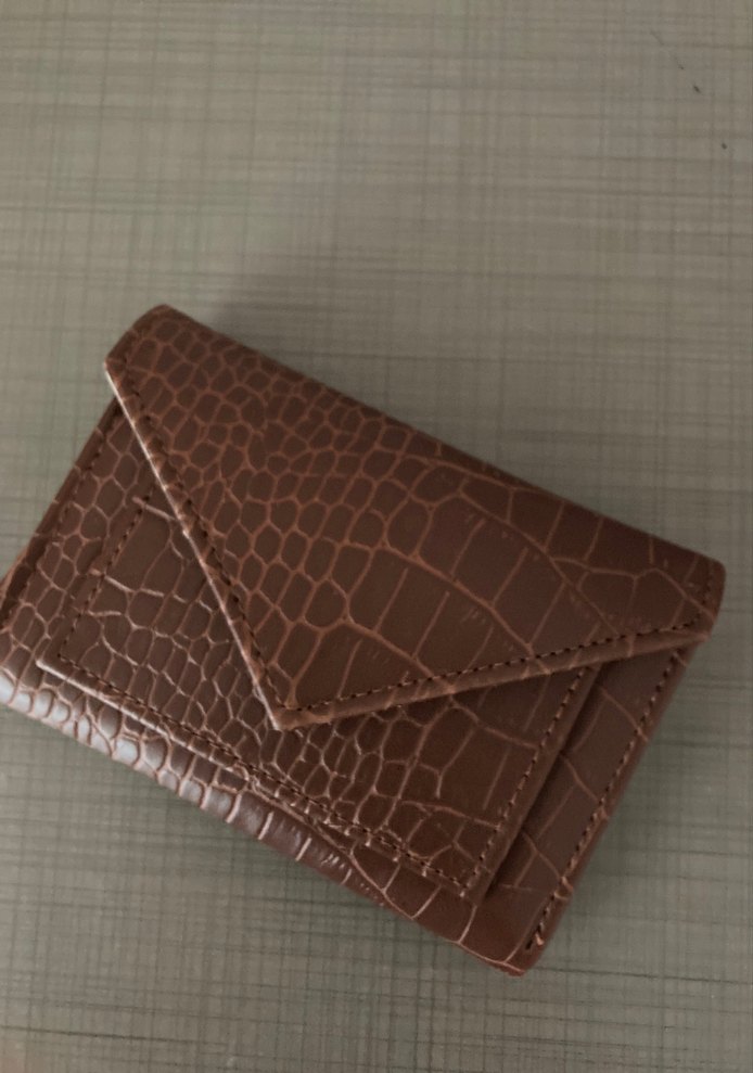 Kahverengi Deri Yılan Desenli Kadın Cüzdan - Görsel 3