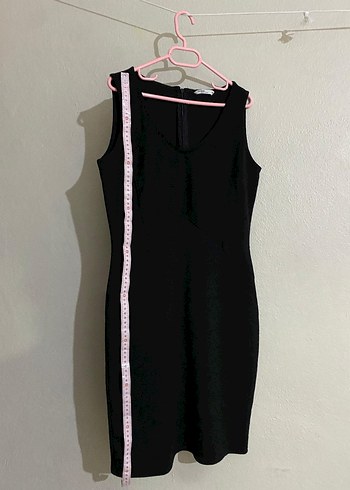 V Yakalı Siyah Midi Elbise - Görsel 2