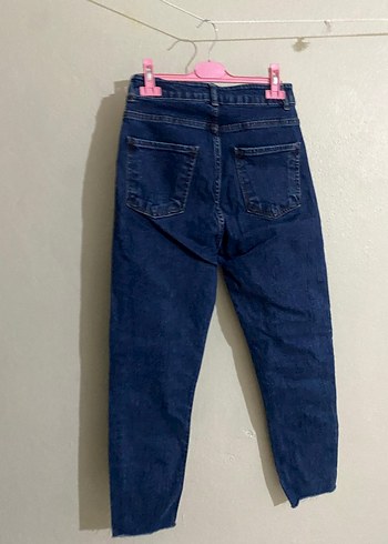 Kadın Mavi Midi Boy Dar Kesim Kot Pantolon - Görsel 2