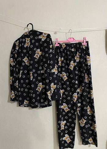 Siyah Baskılı Kadın Pijama Takımı - Görsel 3