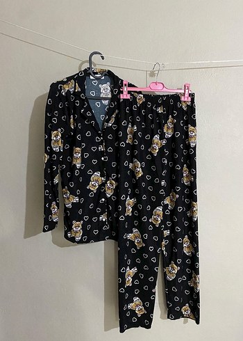 Siyah Baskılı Kadın Pijama Takımı - Görsel 2