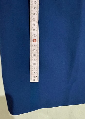 Lacivert Drapeli Yüksek Yakalı Uzun Elbise - Görsel 5