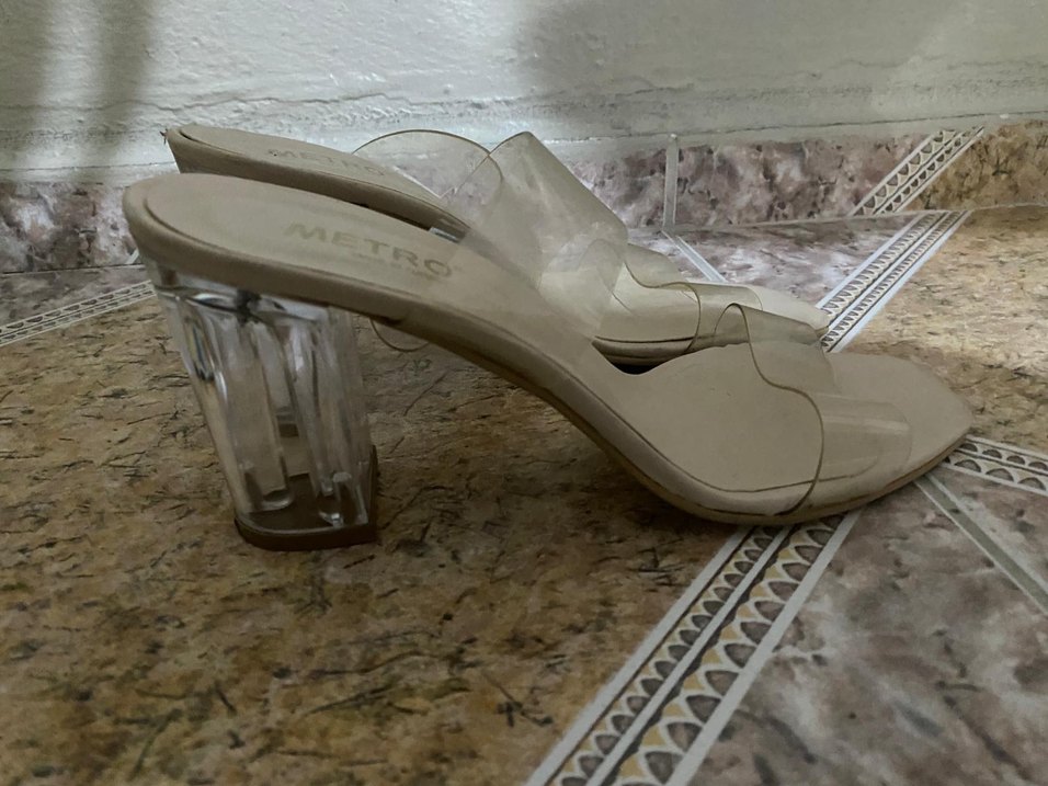 Bej şeffaf topuklu kadın ayakkabı - Görsel 3