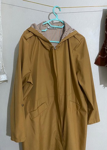 Bej Midi Kadın Yağmurluk Kemerli - Görsel 4