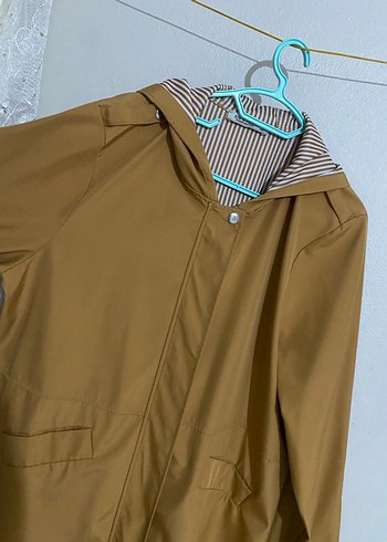 Bej Midi Kadın Yağmurluk Kemerli - Görsel 5