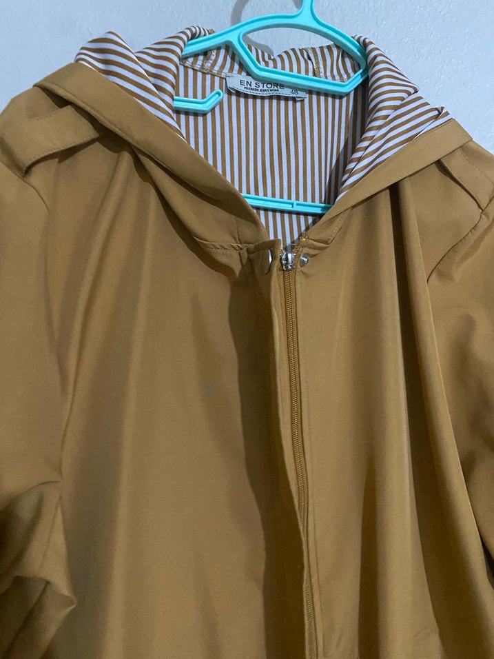 Bej Midi Kadın Yağmurluk Kemerli - Görsel 2