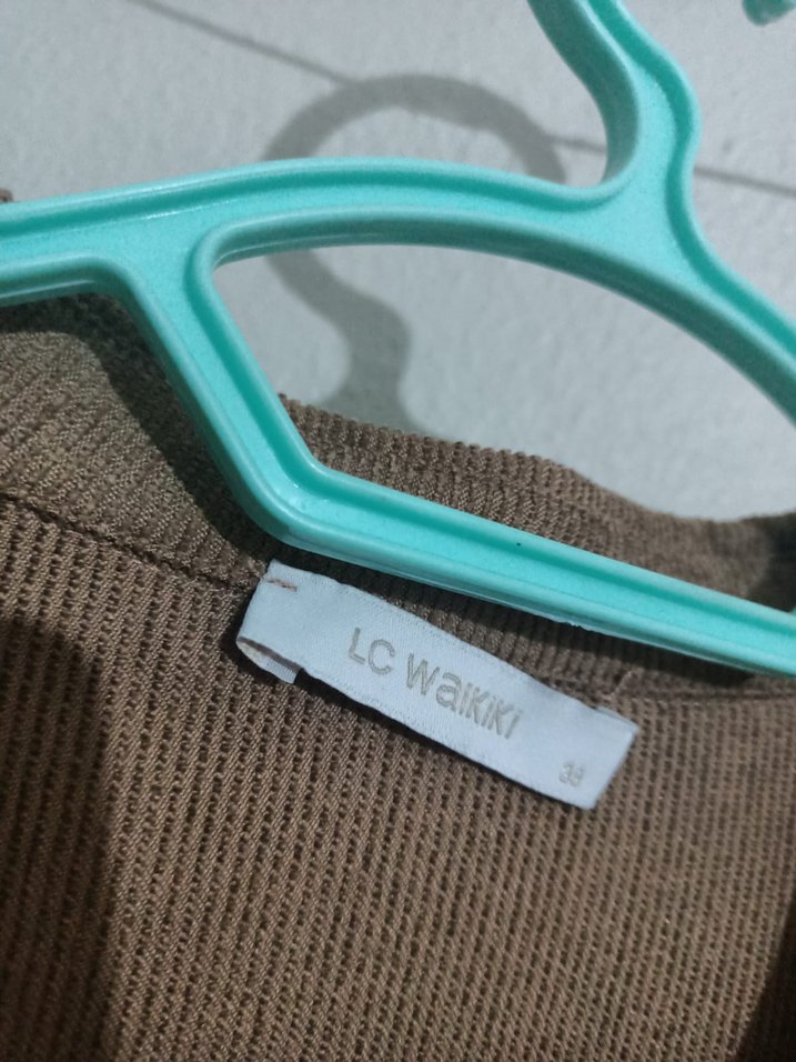 Düğmeli Kahverengi Keten Kadın Gömlek Elbise - Görsel 2