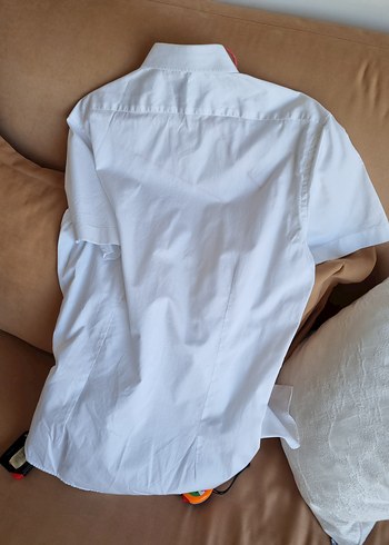 Erkek Beyaz Kısa Kollu  Gömlek - Görsel 8