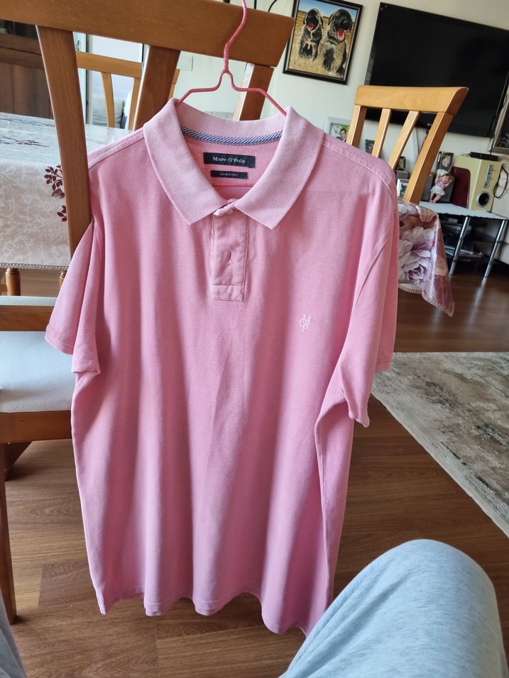 Erkek Pembe Pamuklu Polo Tişört - Görsel 2