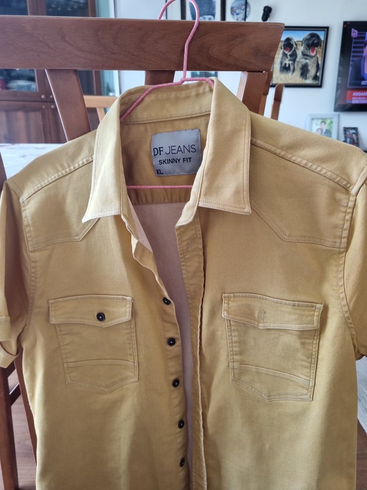 Kısa Kollu Denim Erkek Gömlek - Görsel 5