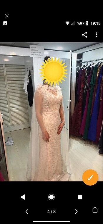 38 Beden beyaz Renk Abiye elbise nikah elbisesi