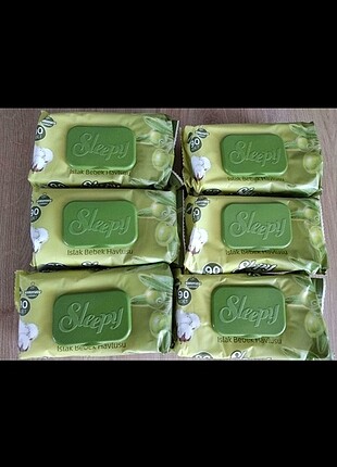 6 Paket 90 lı Sleepy Zeytinyağlı Islak mendil 