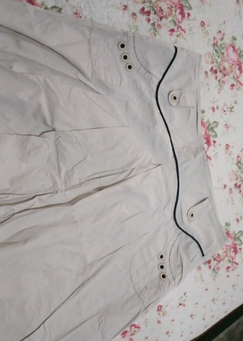 Düğmeli Beyaz Midi Hamile Etek - Görsel 2