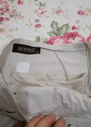 Düğmeli Beyaz Midi Hamile Etek - Görsel 3