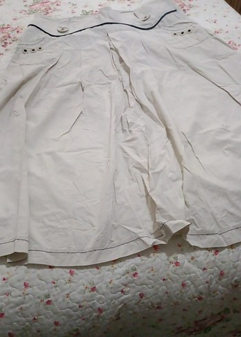 Düğmeli Beyaz Midi Hamile Etek - Görsel 5