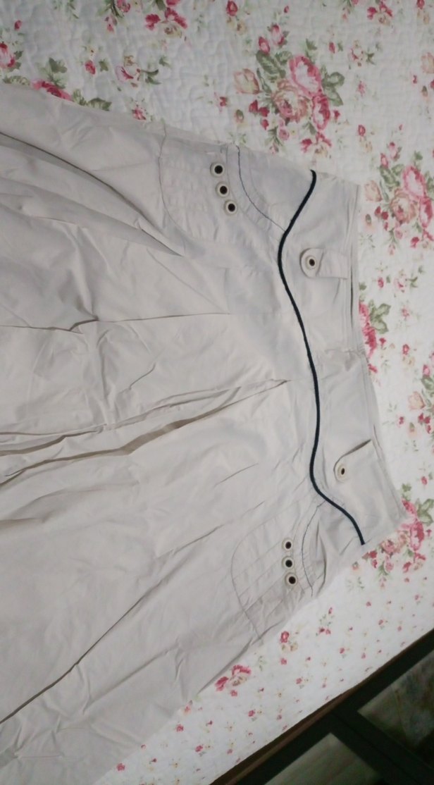 Düğmeli Beyaz Midi Hamile Etek - Görsel 2