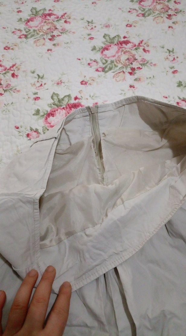 Düğmeli Beyaz Midi Hamile Etek - Görsel 4