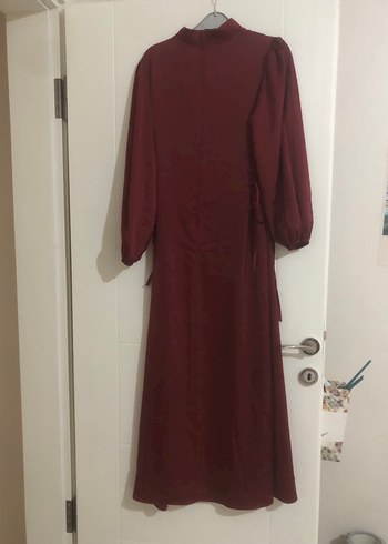 Bordo Uzun Kollu Salaş Uzun Elbise - Görsel 2