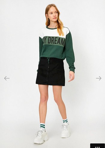 Düğme Detaylı Siyah Kadife Mini Etek - Görsel 3