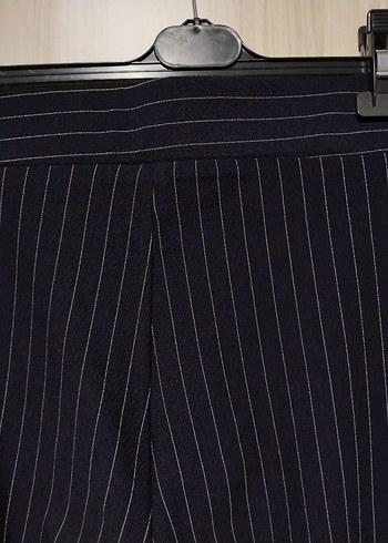 Likralı Lacivert Çizgili Kadın Pantolon - Görsel 9