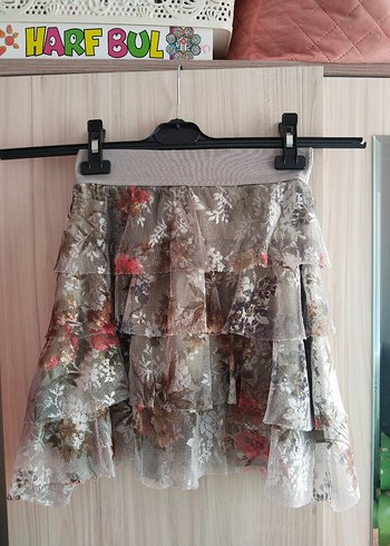 Zara Woman Çiçekli Mini Tül Etek - Görsel 2