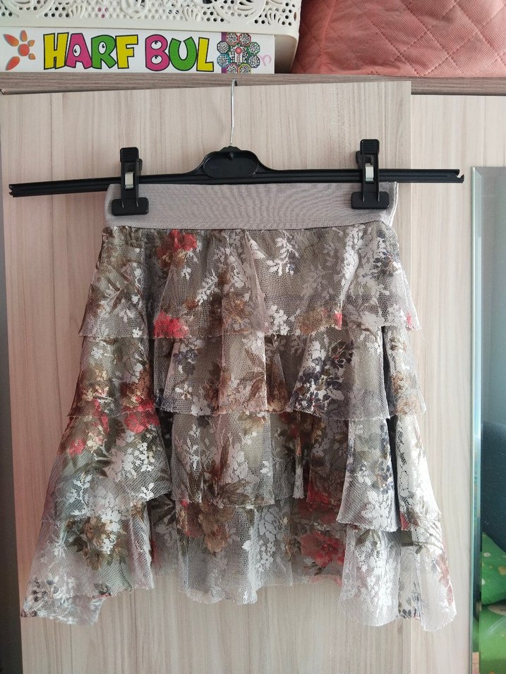 Zara Woman Çiçekli Mini Tül Etek - Görsel 2