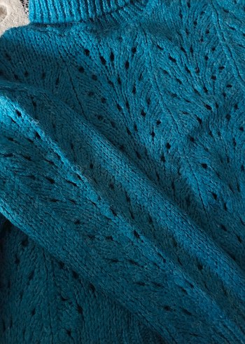 Meska Mavi Boğazlı Delikli Triko Kazak - Görsel 5