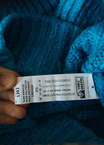 Meska Mavi Boğazlı Delikli Triko Kazak - Görsel 6