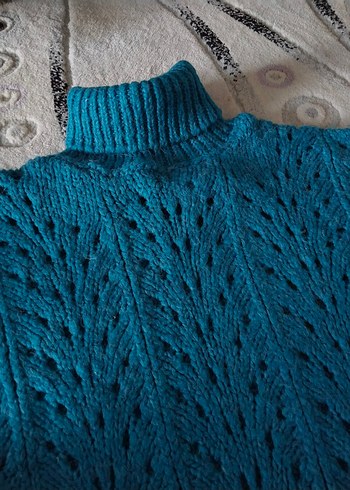 Meska Mavi Boğazlı Delikli Triko Kazak - Görsel 2