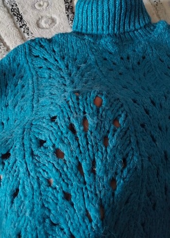 Meska Mavi Boğazlı Delikli Triko Kazak - Görsel 3