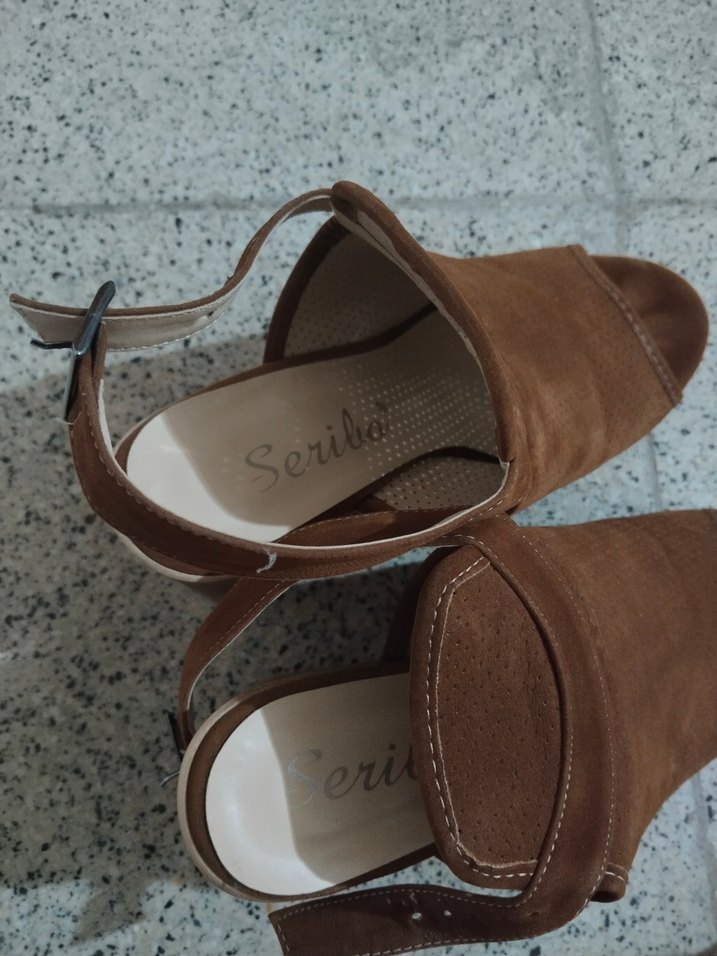 Taba Rengi Süet Kadın Topuklu Sandalet - Görsel 5