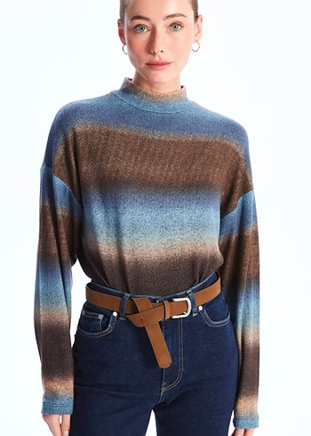 LCW Kadın Dik Yaka Uzun Kollu Tişört - Görsel 7