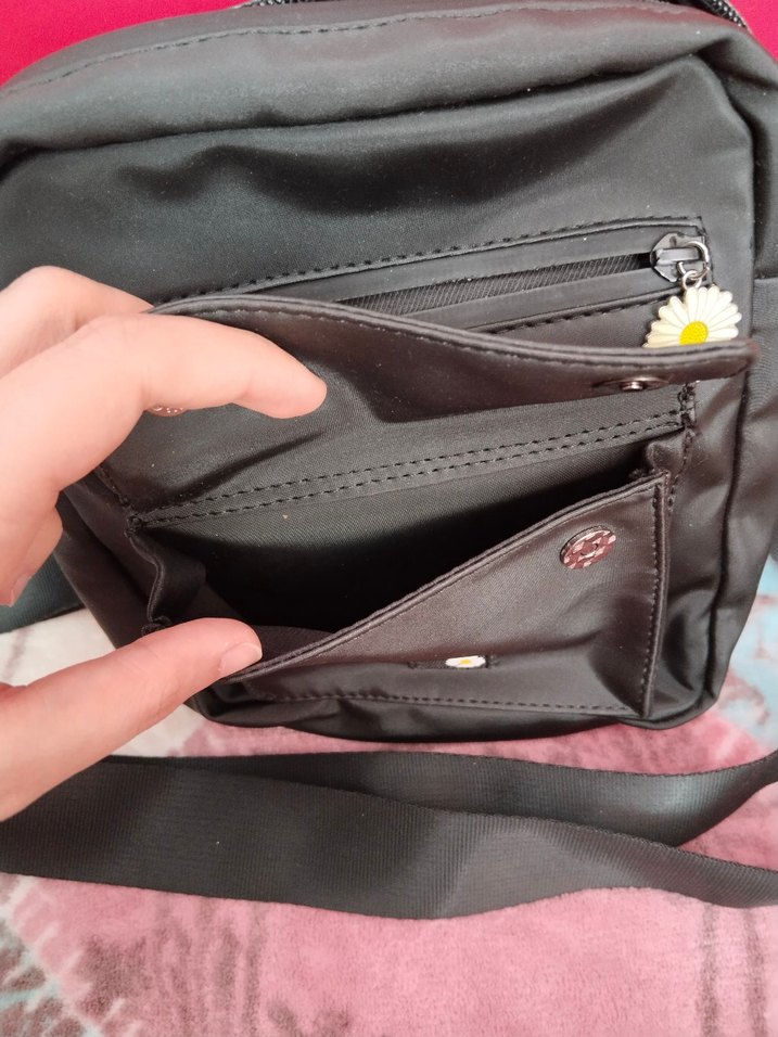 Addax Papatya Detaylı Siyah Omuz Çantası - Görsel 5