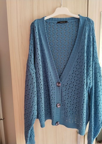 Trendyolmilla Mavi Ajurlu Triko Hırka - Görsel 2