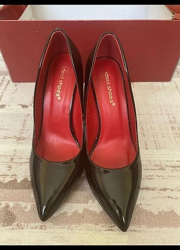 36 Beden siyah Renk İdeal shoes deri topuklu stiletto ayakkabı 