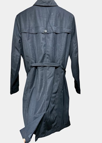 Lacivert Düğmeli Kadın Trençkot - Görsel 2