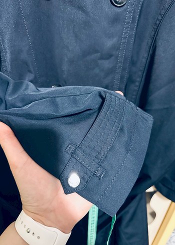 Lacivert Düğmeli Kadın Trençkot - Görsel 5