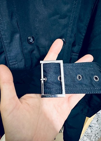 Lacivert Düğmeli Kadın Trençkot - Görsel 6