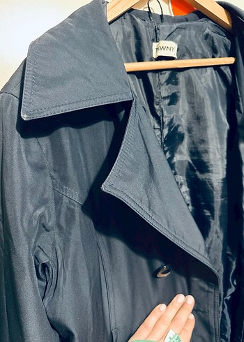 TAWNY Kadın Koyu Lacivert Kemerli Uzun Trençkot - Görsel 6