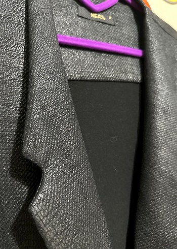 Siyah Deri Görünümlü Likralı Blazer Ceket - Görsel 3