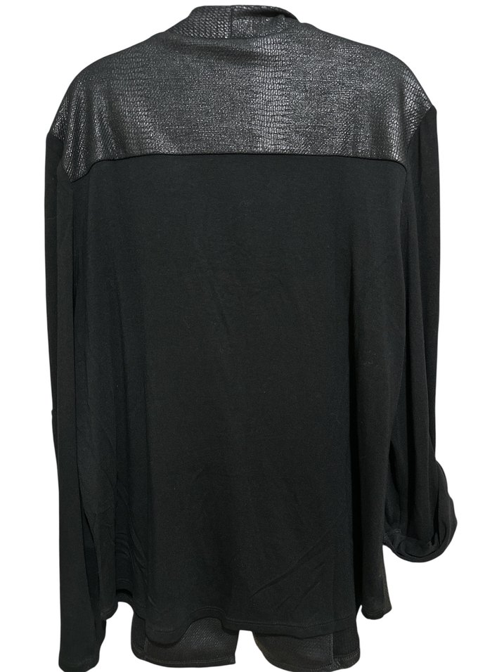 Siyah Deri Görünümlü Likralı Blazer Ceket - Görsel 4