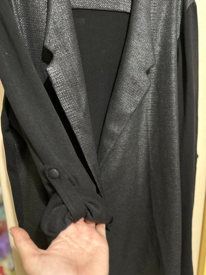 Siyah Deri Görünümlü Likralı Blazer Ceket - Görsel 2