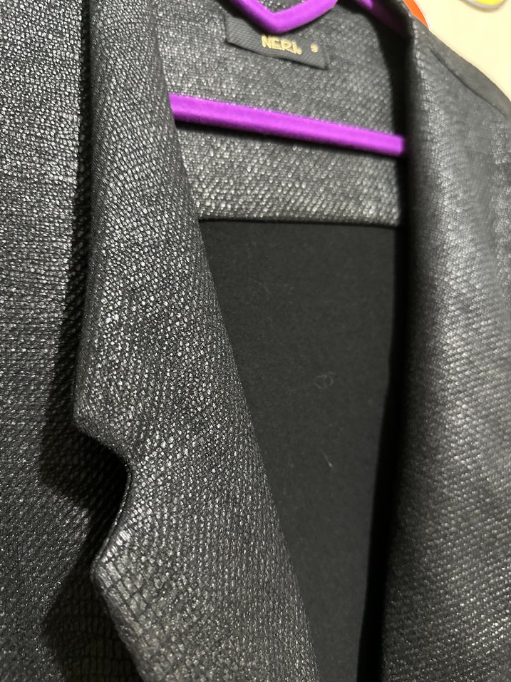 Siyah Deri Görünümlü Likralı Blazer Ceket - Görsel 3