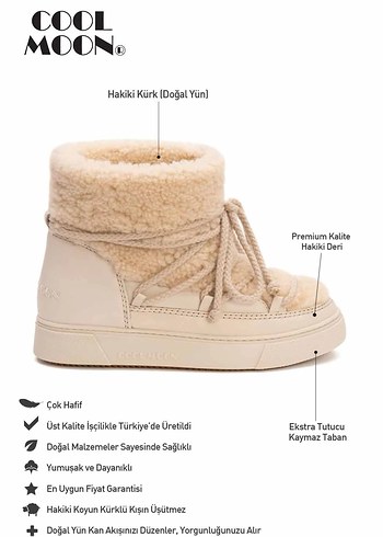Moon Boot Bej Kürklü Kadın Bot